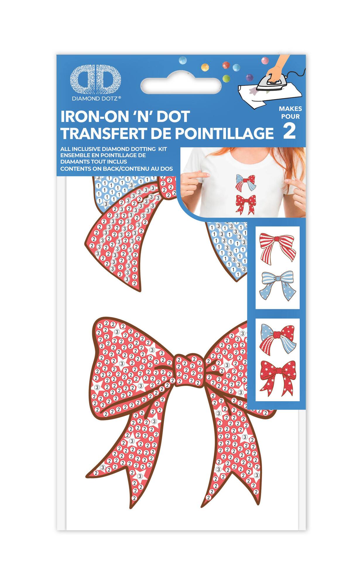 Diamond Dotz® Red, White & Blue Patriotic Bows Iron-On 'n' Dot Kit